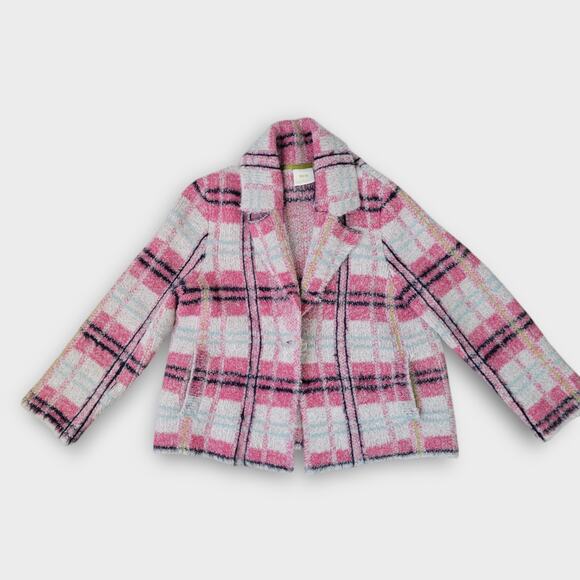 Anthropologie Maeve Aurelia Pink Alpaca/Wool Blend Fuzzy Oversize Jacket Size XL - Picture 3 of 11